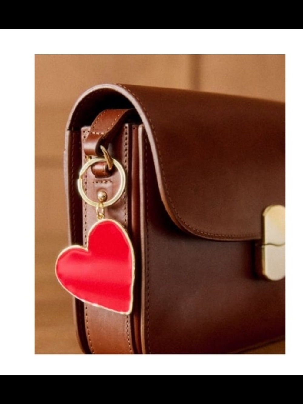 Sezane Red Heart Charm Keychain